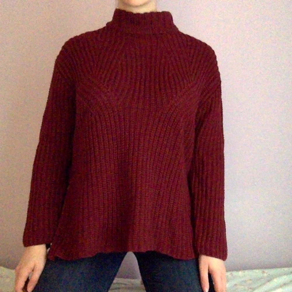 Red turtle neck oversized sweater